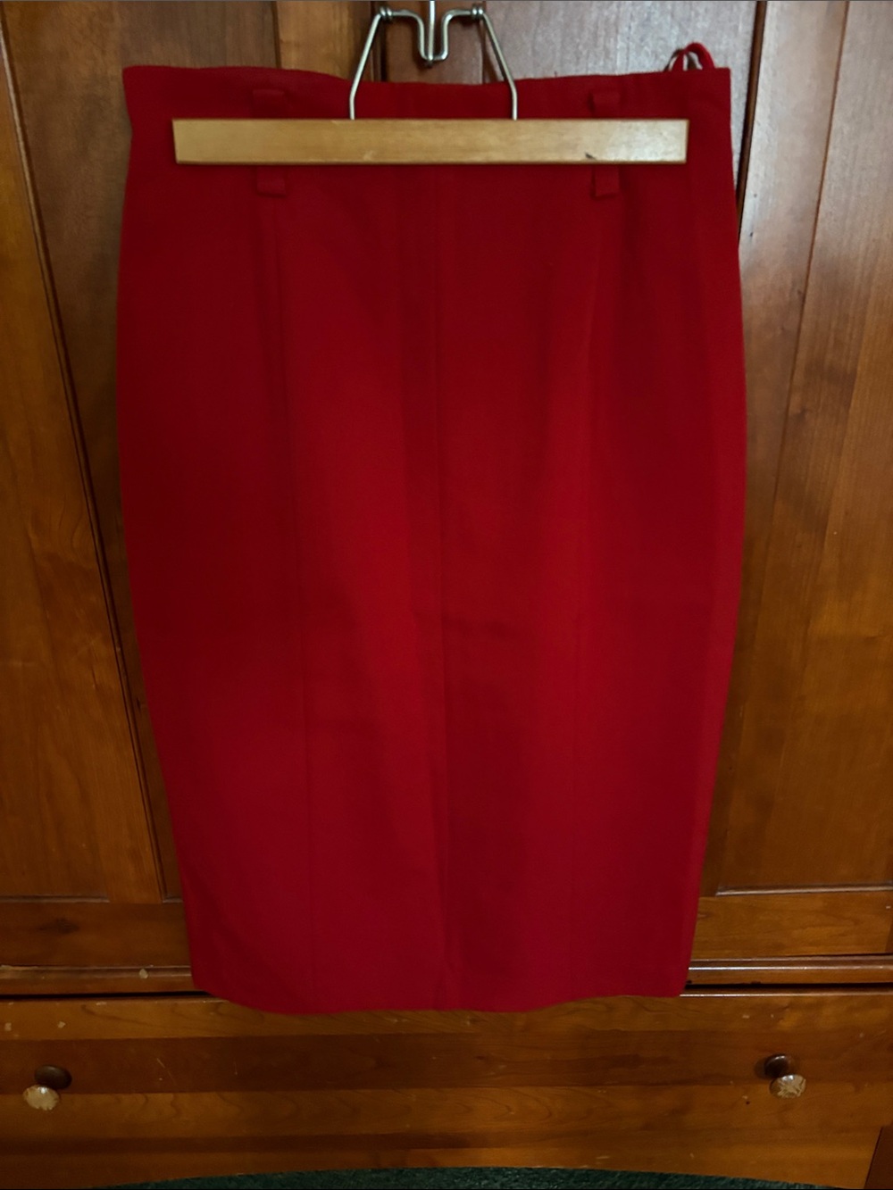 Vintage Linda Allard  Ellyn Tracy Pure Wool Tailored Red Pencil Skirt